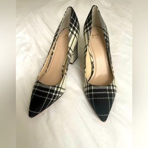 Marc Fisher Zala Plaid Block Heels Black and white size 10